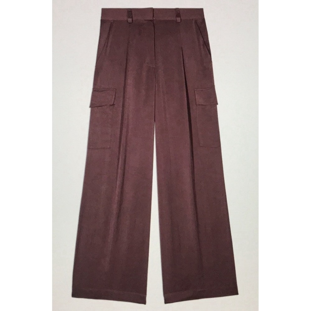 ba&sh Cary Satin Cargo Pant Women's Size 2 Marron Brown - Picture 2 of 10